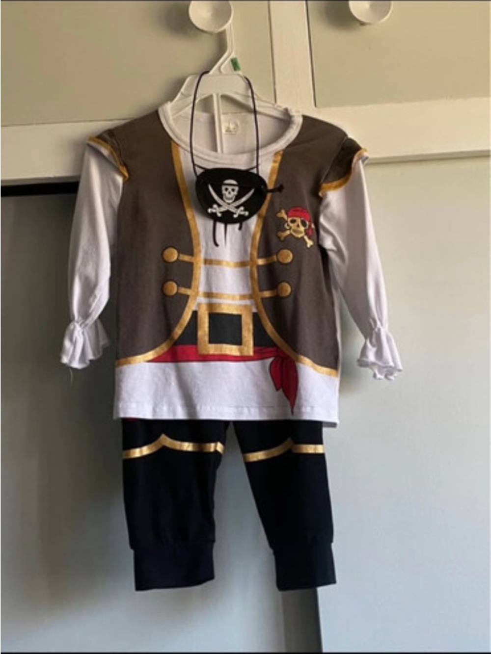 Kids Pirate Costume Full Set - Brown, Black & White (12 to 18 months)